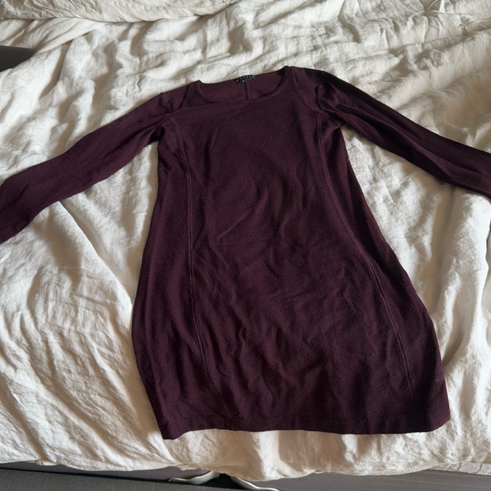 Theory size petite maroon long sleeve dress